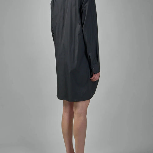 Solid Loose Spliced Folds Minimalist Dresses for Women Lapel Long Sleeves Temperament Dress Female Fashion Clothing